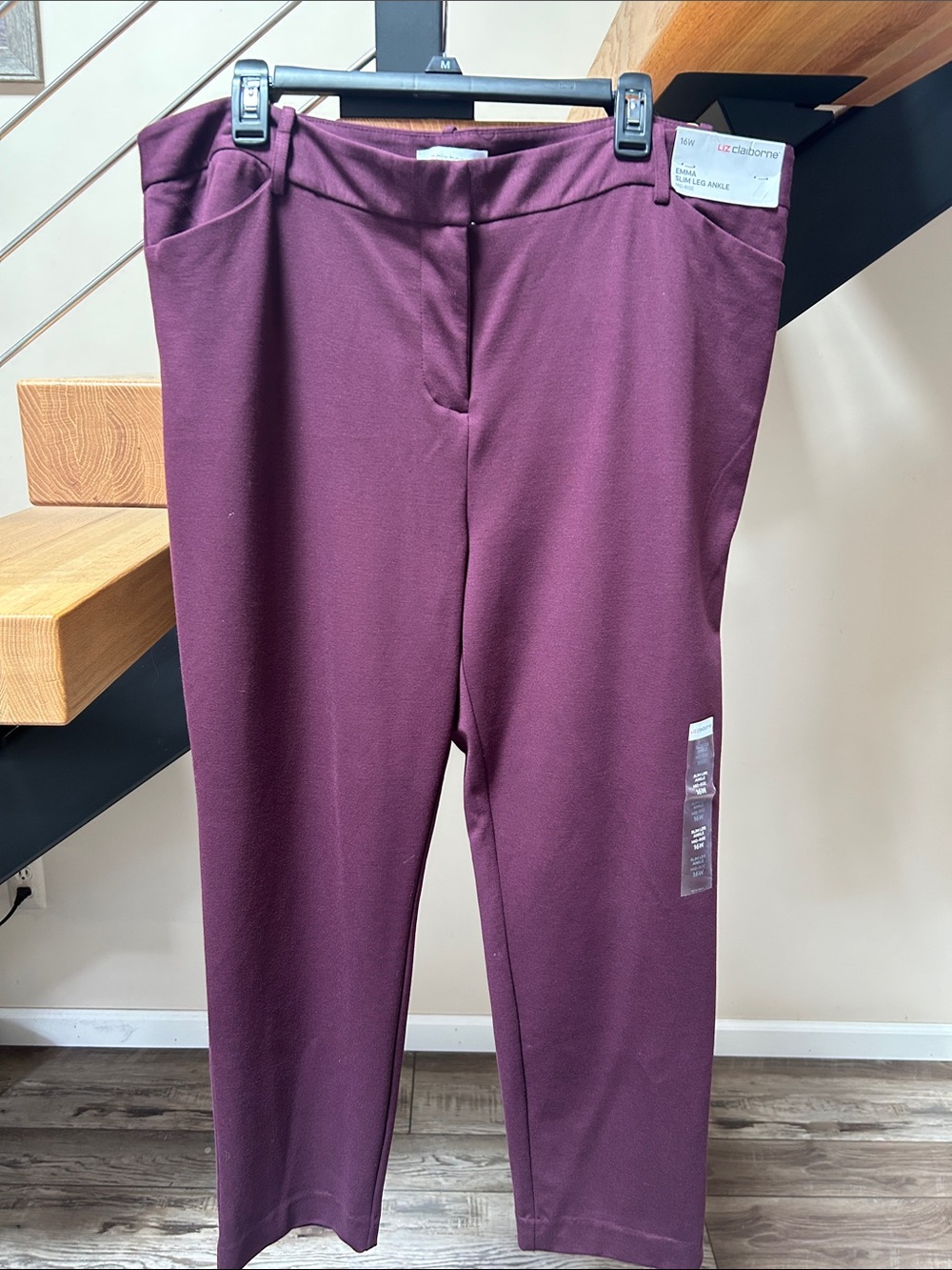 Liz Claiborne Plum Straight-Leg Pull-On Pants
